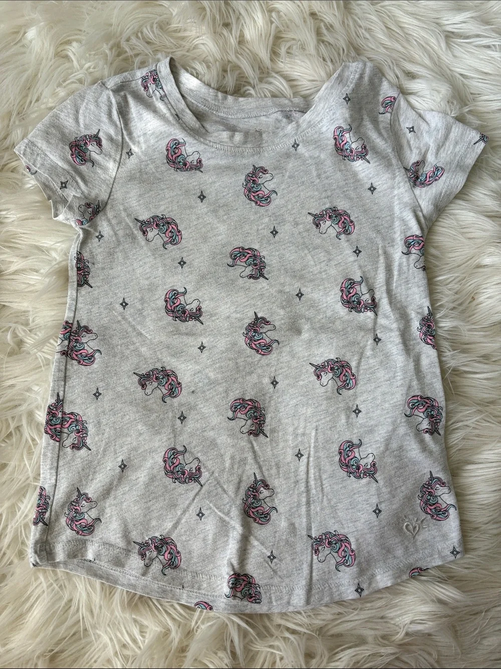 Justice Gray Tee with Pink & Blue Unicorns